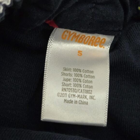 VTG Gymboree Cherry Cute Blue Red White Blossoms Layered Skirt Size 5 - Picture 2 of 5